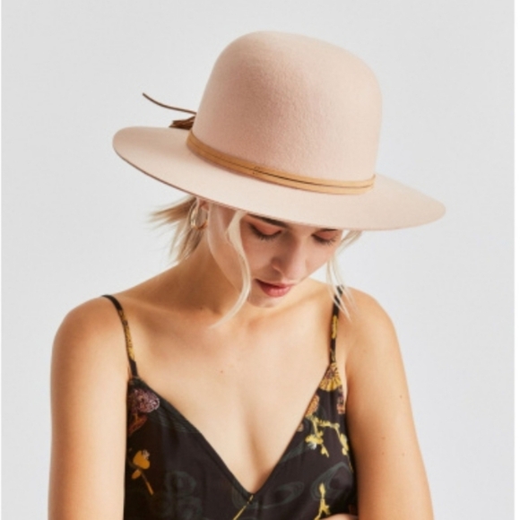 Brixton Blush/Cream Wide-Brim Hat with Tan Band, size XS - Picture 8 of 8